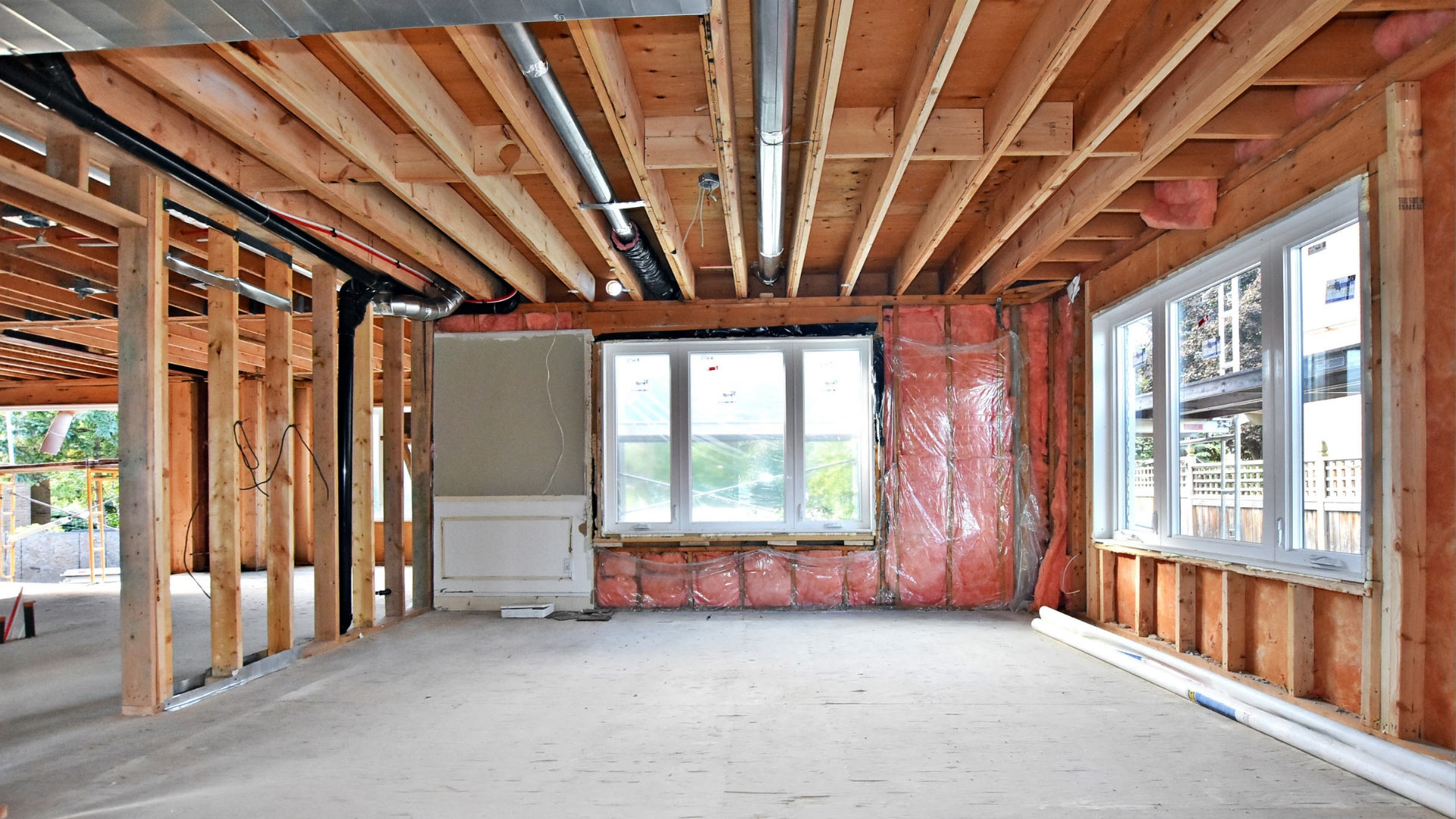 custom home in construction framing