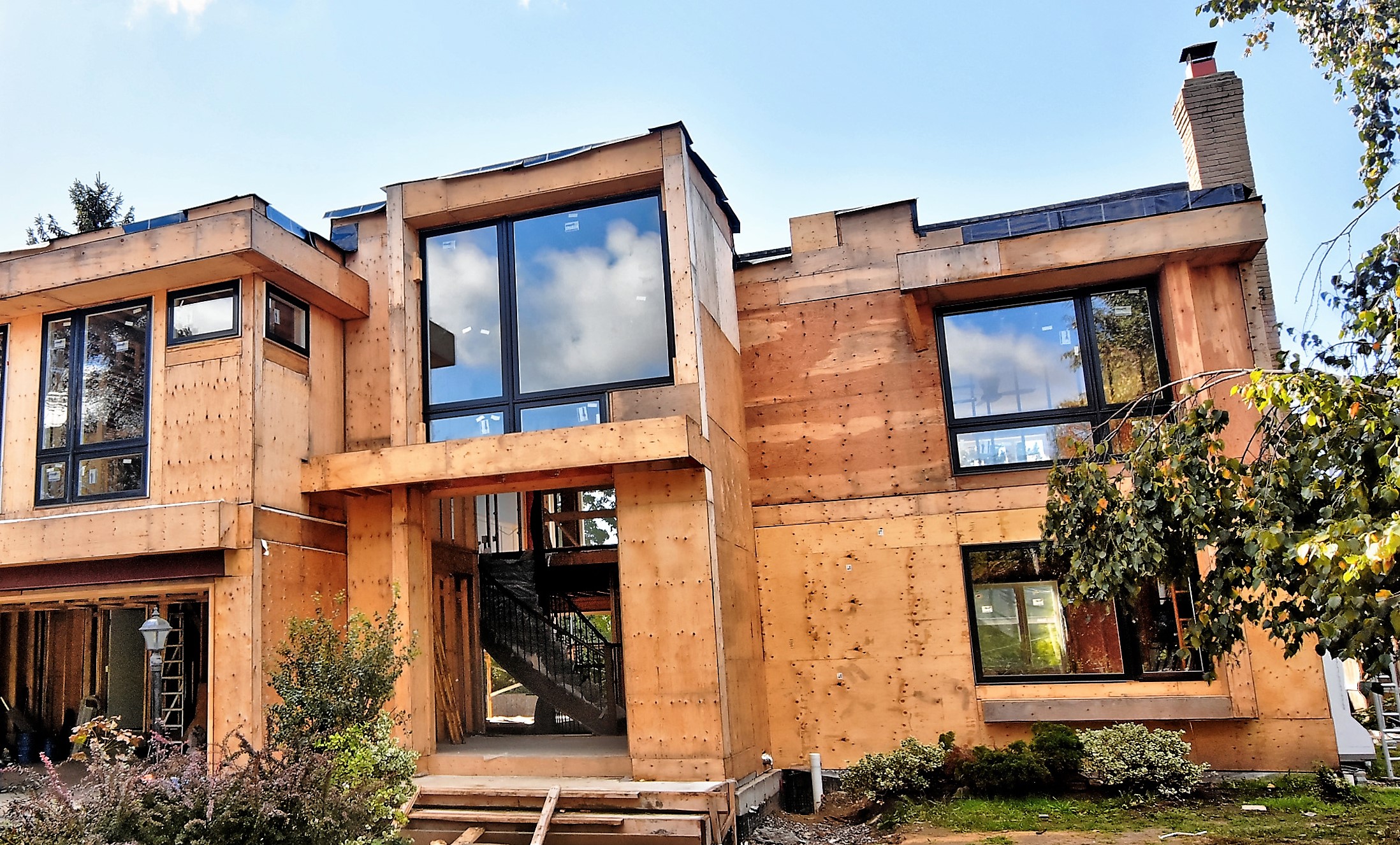 Home exterior during a renovation